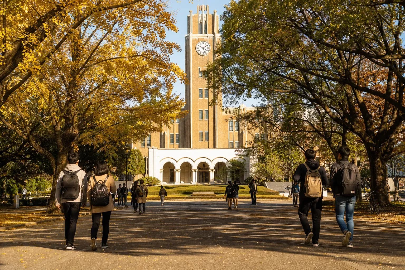 Nagoya University 名古屋大學的寫實校園景緻,學生在建築前漫步